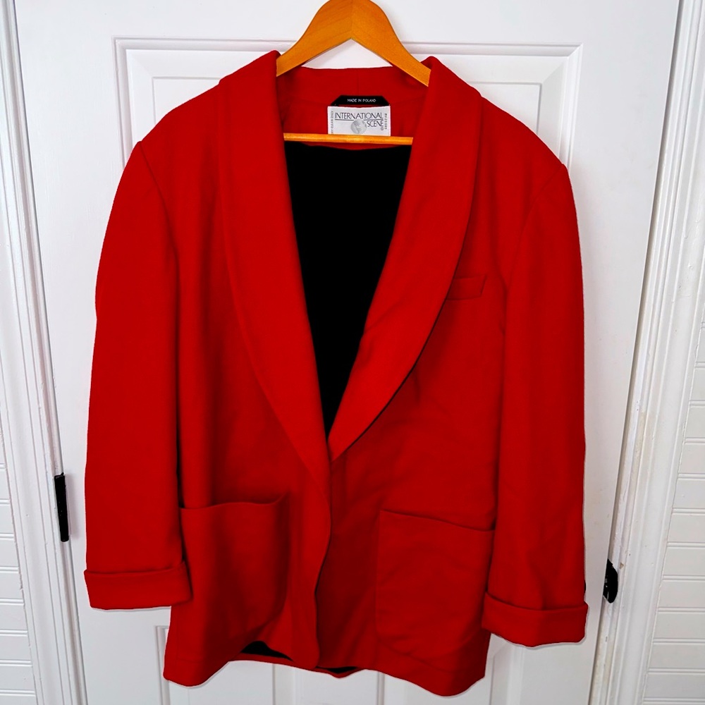 Vintage Light Wool Relaxed Red Blazer Size 12